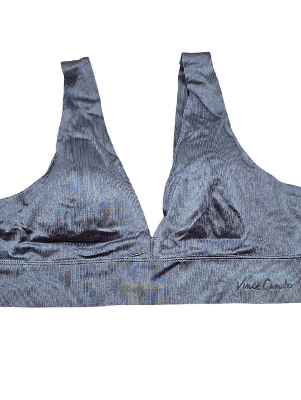 Vince Camuto Womens Sz XL V Neck T Shirt Bra Purple Silver Wire Free